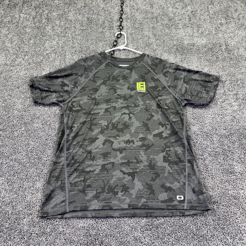 OGIO Shirt Mens Large Gray Camo Short Sleeve Performance Tee Gym Casual